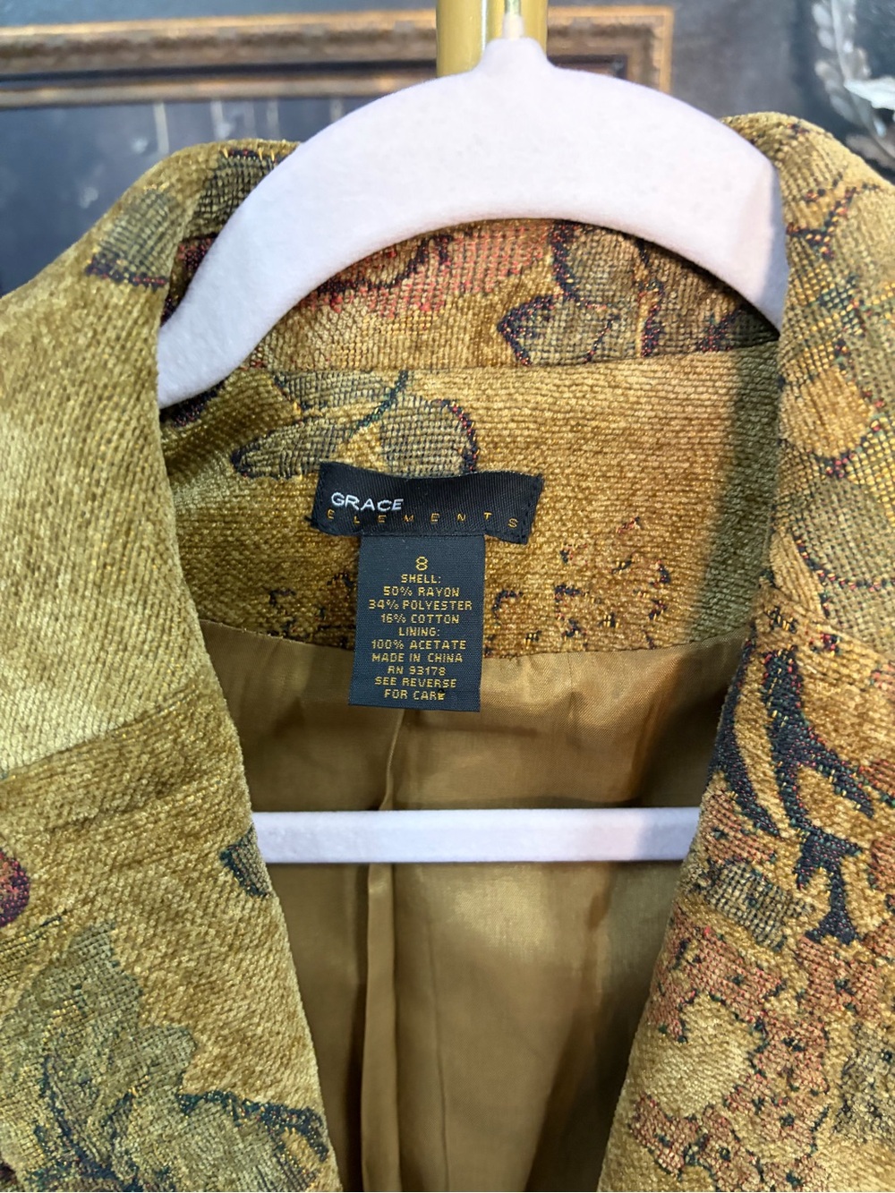 Grace Elements Floral Tapestry Jacket in Mustard - Picture 2 of 4